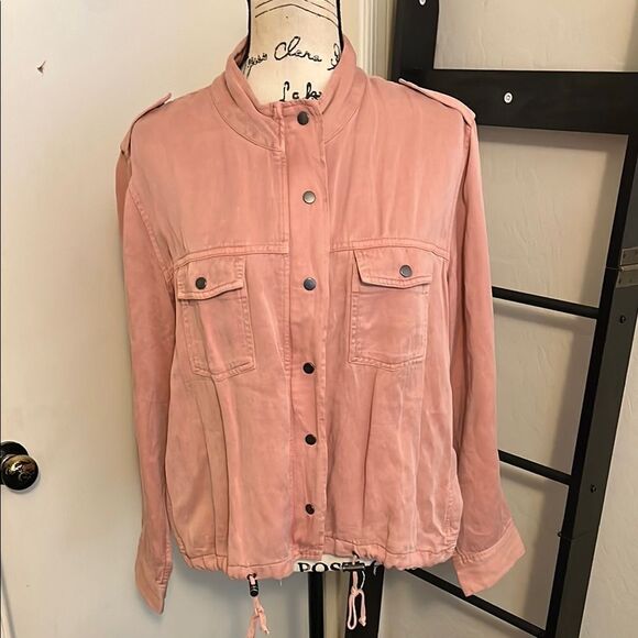 Rails Collins Distressed Linen Blend Utility Boho Jacket Modern In Rose Dust - Picture 5 of 15